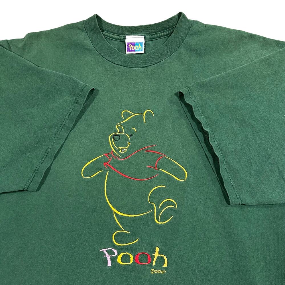 Vintage 90s Disney Winnie The Pooh Embroidered T-Shirt Faded Green Men’s XL